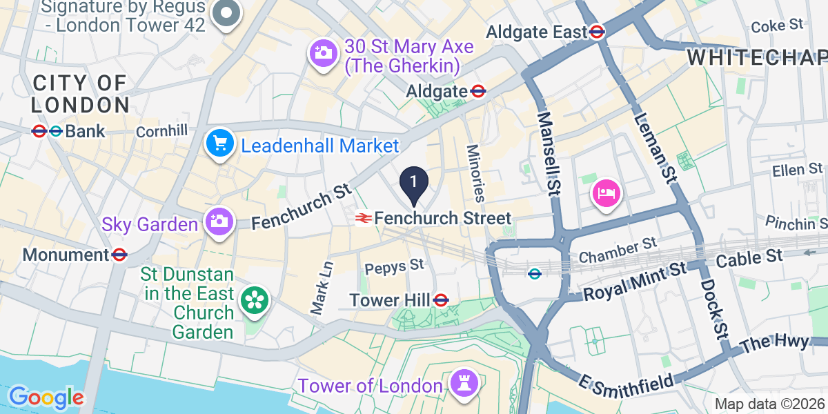 Google map of 5 Lloyds Avenue Inside e-synergy office 4th floor London  EC3N 3AE